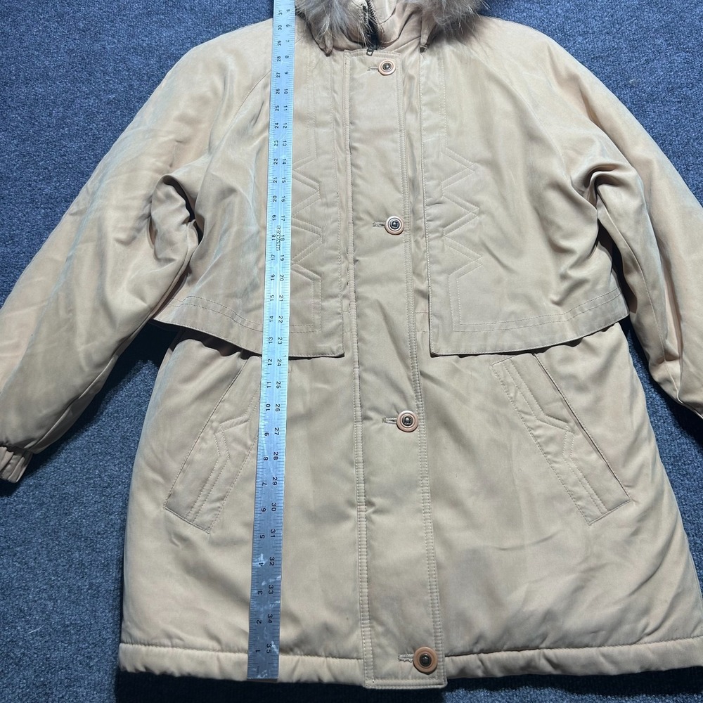Gallery Women Beige/ Tan Parka Winter Coat Faux Fur Trim Removable Hood - XS - Picture 7 of 8
